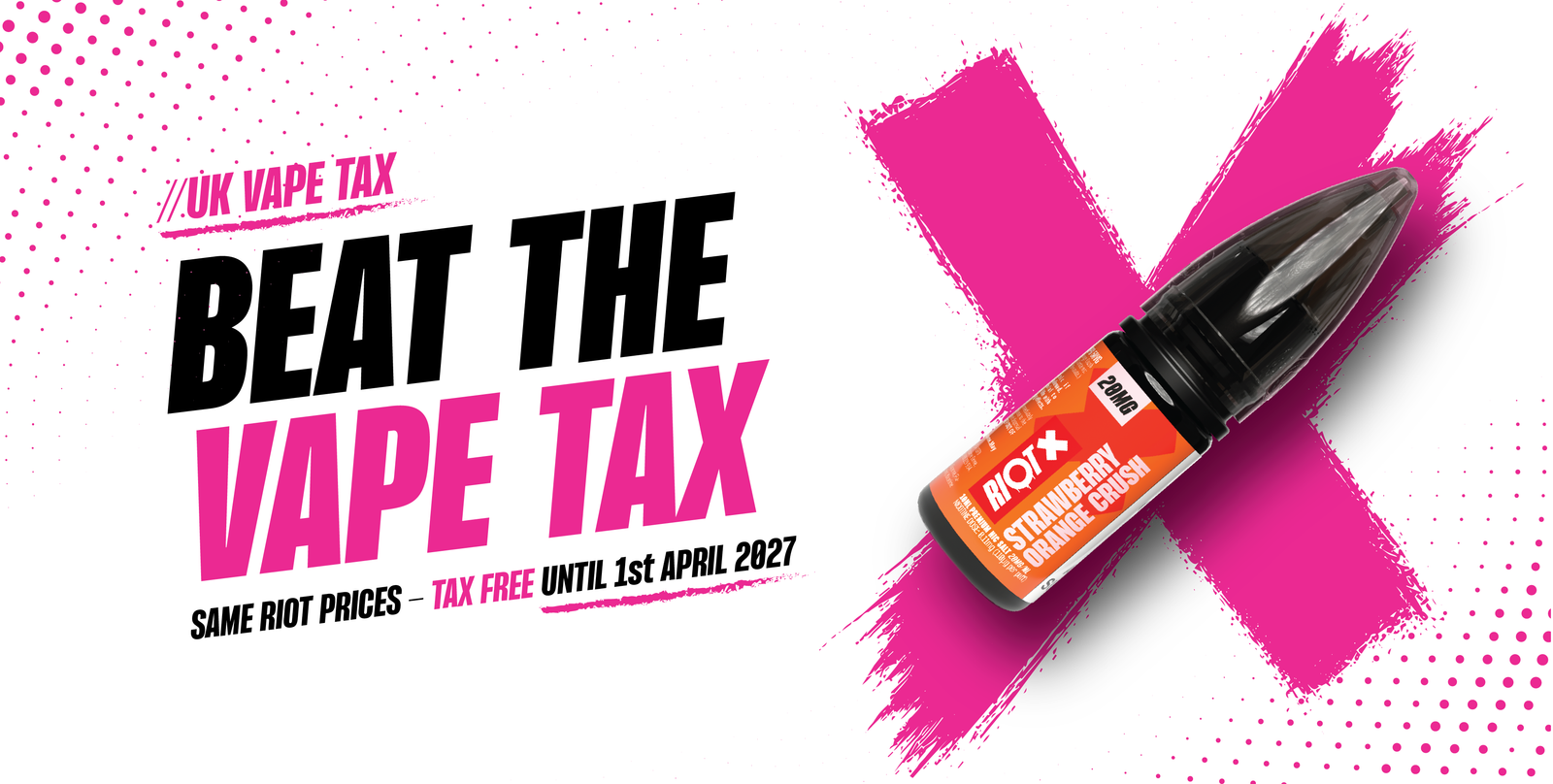 Broken black vape on pink X - Beat the vape tax