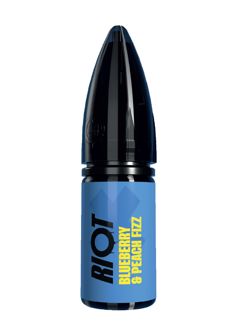 RIOT X - Blueberry & Peach Fizz e-liquid bullet bottle