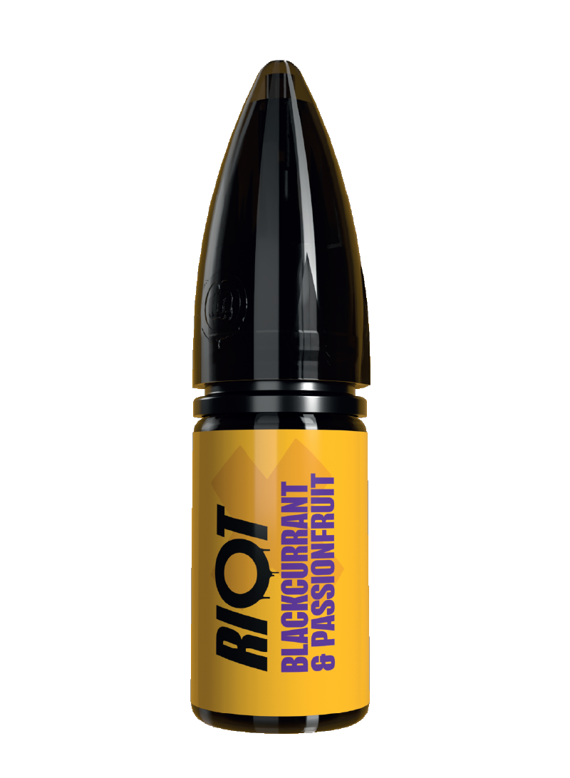 Riot X - Blackcurrant & Passionfruit E-liquid in bullet bottle