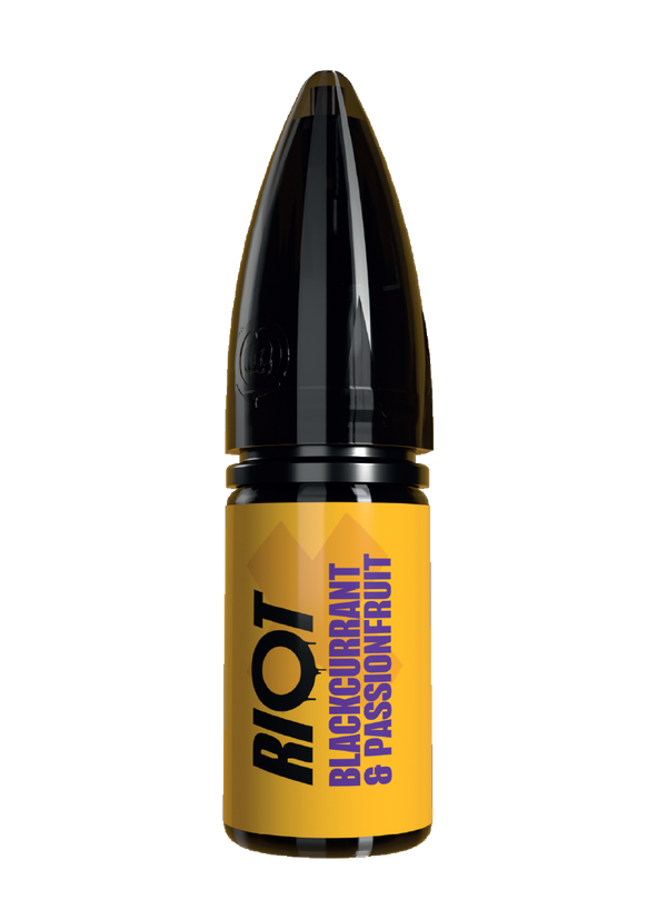 Riot X - Blackcurrant & Passionfruit E-liquid in bullet bottle
