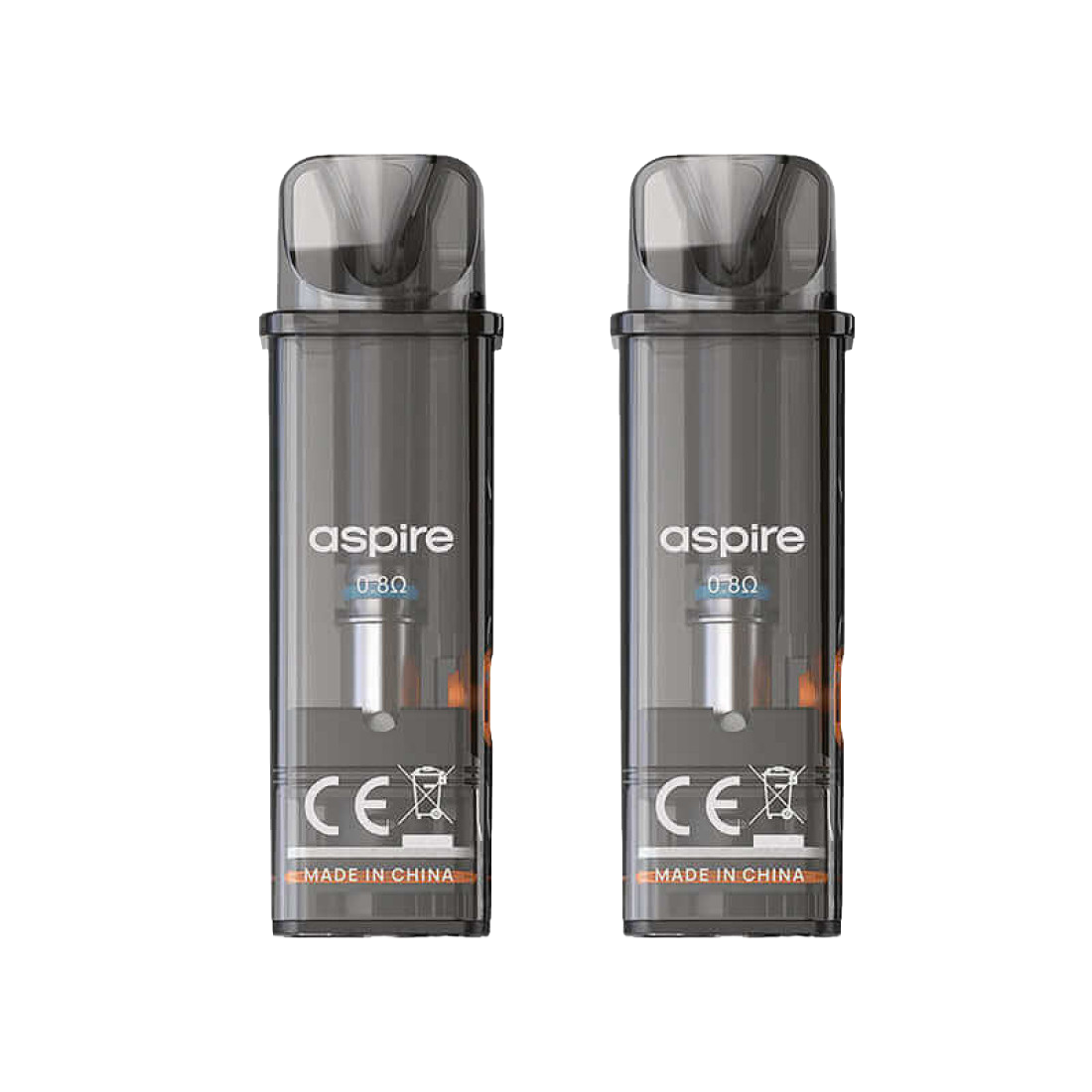 2 replacement Aspire GoteK pods on transparent background